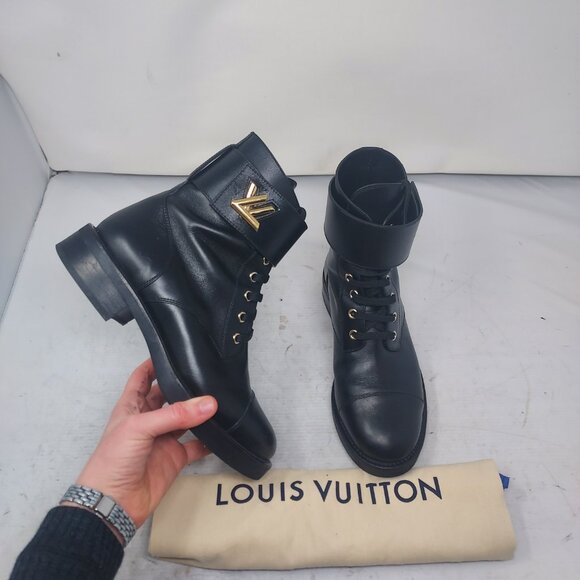 Louis Vuitton Black Leather Wonderland Ranger Combat Boot - Picture 1 of 14